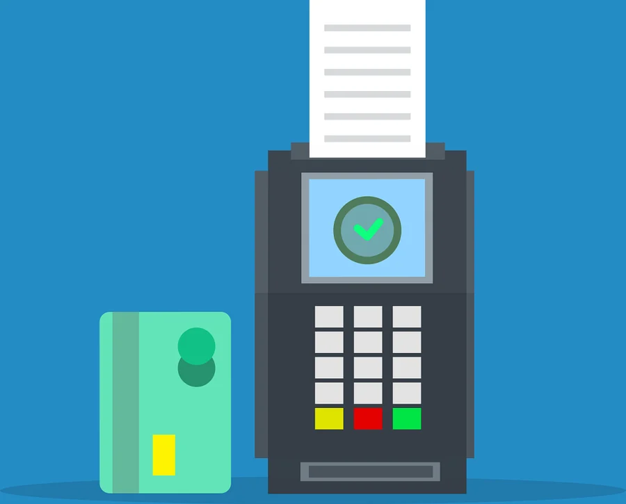 Card payment terminal illustration representing payment methods