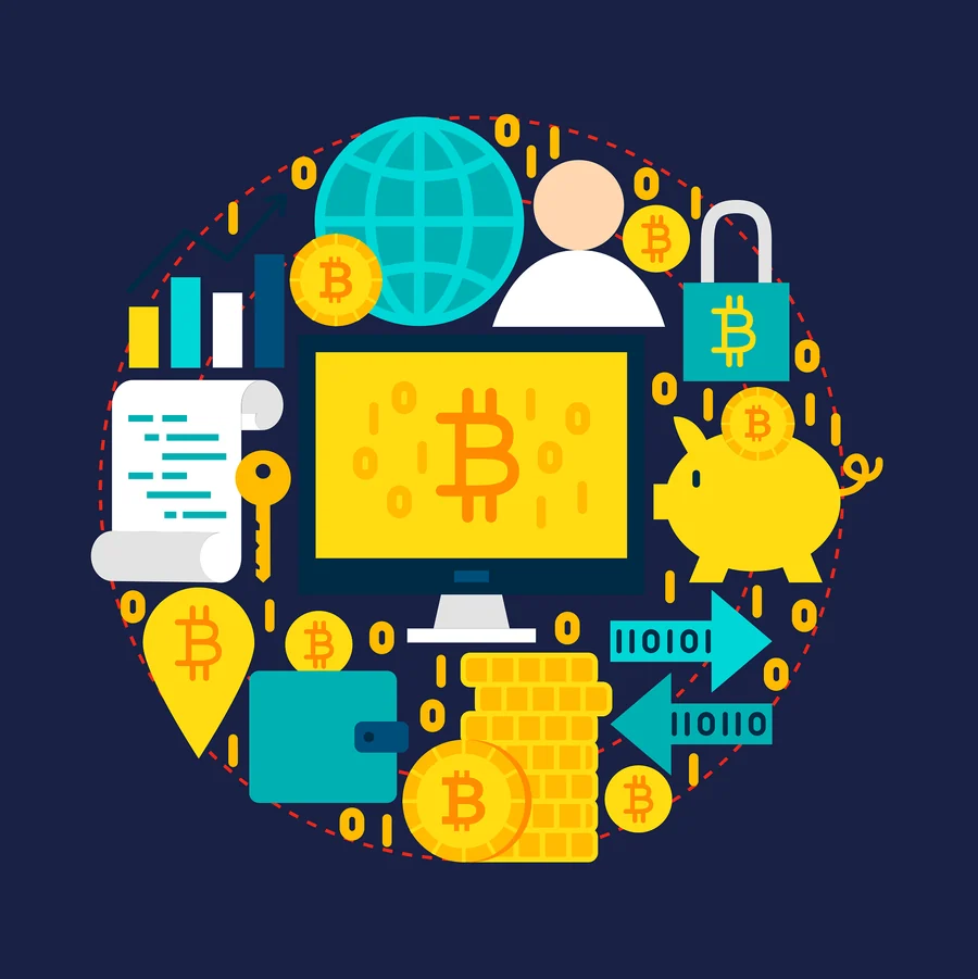 Cryptocurrency coins illustration