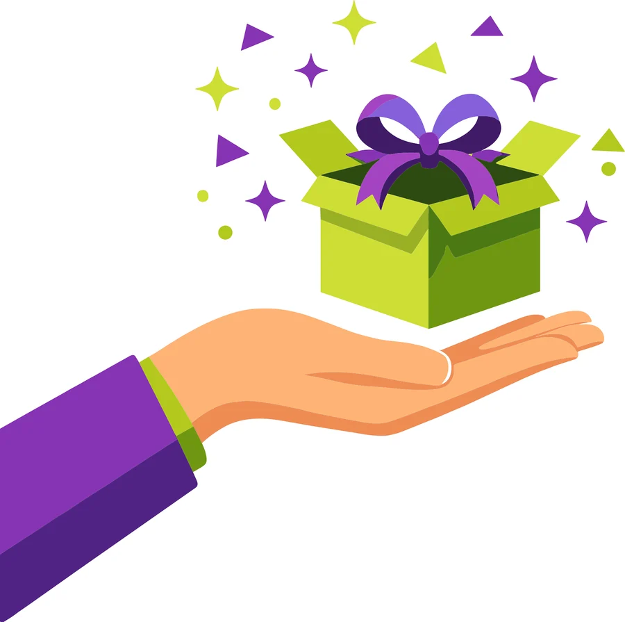 Wrapped gift box illustration representing an Amazon gift card