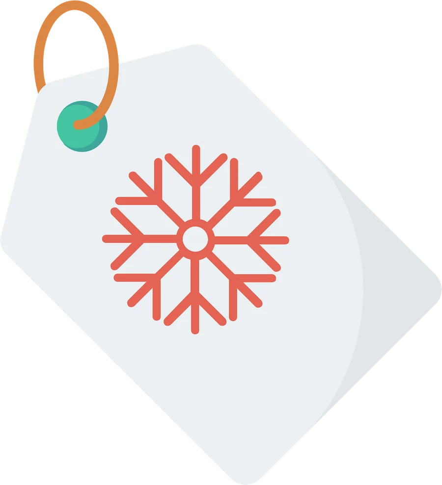 Winter promotional tag with a snowflake